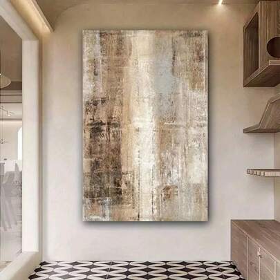 1pc No Frame Nordic Style Top Paint Luxury Black Brown White Panel Wall Art Picture Abstract Knife Painting On Canvas Pictures And Prints Modern Large Murals Rough Texture Image Top Wall Paintings For Home Office Living Room Decoration Patterns Artwork Trim Holiday Gifts Aesthetic Ornaments No Frame 50x70cm/19.68x27.55inch