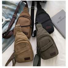 New European And American Men's Chest Bag, Canvas Bag, Diagonal Cross Bag, Shoulder Bag, Chest Small Backpack, Casual Waist Bag,Crossbody Sling Backpack Sling Bag Travel Hiking Chest Bag Daypack (Black),Crossbody Bags For Women Men  Sling Bag Backpack Casual Chest Bag With Convertible Shoulder Strap,Large Crossbody Fanny Pack With 3-Zipper Pockets,Gifts For Enjoy Sports Festival Workout Traveling Running Casual Hands-Free Wallets Waist Pack Phone Bag Carrying All Phones - Màu Khaki - Xem 4