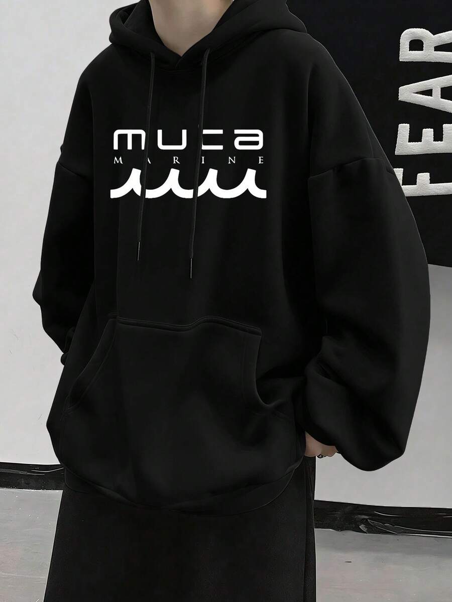 Domestic Shipping | Men's Casual Hoodie, Long-Sleeved Printed Pullover For Autumn And Winter. - Black - View 1