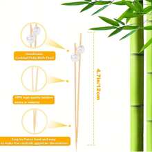 100/20pcs Bamboo Skewers, Wooden Bamboo Sticks, 9cm/12cm/15cm Elegant Flat Chopsticks, Suitable For Party, Drinks, Sandwiches, Fruits, BBQ, Cooked Food Trays, School Supplies, Kebabs, Sausages, Snacks, Hot Pot, Etc. Natural Wooden Bamboo Sticks, Mini Food