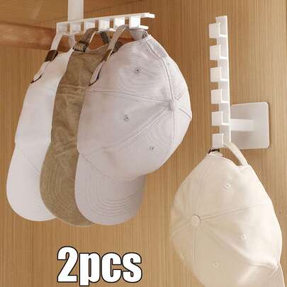 2/1pc Hat Organizer Hanger, Wardrobe Shelf, Home Baseball Cap Rack, Storage Shelf, Wall Hook, Space-Saving Hat Storage Rack - Space-Saving Plastic Storage Solution For Baseball Caps, Towels And Accessories - Suitable For Wardrobe Organization And Hanger Hanging