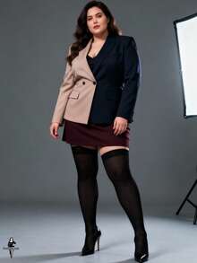 4/2/1 Pair Plus Size Thigh High Socks, 120D Women Black Opaque Stockings, Sheer Skin Tone, Fashion All-Match Knee High Socks, Spring/Summer, Valentine's Day, Y2K Style, Professional Women - Black - View 4