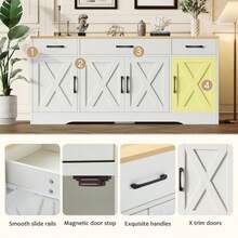 Modern White Sideboards, Multifunctional Functions In Wood, Wohnzimmer-Esszimmerschrank, White Sideboards With Decoration - 白色 - 查看 3
