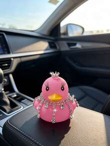 Bling Crown Duck Car Decor, Luxury Rhinestone Tassel Chain Ornament For Women, Dashboard/Screen Decoration - A - View 7