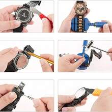 Watch Repair Kit, 151 PCS Professional Watch Battery Replacement Tool Kit,Watch Battery Replacement Tool Kit & Strap Adjustment, Watch Tool Kit With Spring Bar, Case Opener, Link Remover, Carrying Case,Case Back Opener, Screwdriver, Spring Bar, Resizing Tool - Silver - View 9