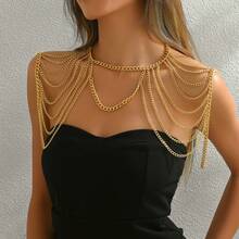 1pc Sexy Multi-Layer Metal Tassel Body Chain, Suitable For Women's Daily Or Party Wear - Gold - View 2