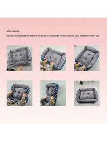 PETSIN 1 件适用于猫和小型犬的柔软宠物床 - 毛绒聚酯纤维填充物，蓝色爪印设计，耐用的室内沙发垫，易于清洁，为室内宠物提供舒适感，猫床，俏皮的宠物设计，易于清洁的材料