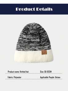 1Pc/3Pcs/Set Fleece Lined Knit Hat Ear Flap Color Block Couple Main Storage Gift Bag Accessory Christmas Birthday Warm Cozy. - Multicolor - View 8