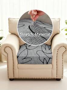 1pc Sofa Cover, Stretchy Fabric, Sofa Seat Cushion Cover, Solid Color Sofa Slipcover - Light Grey - View 7