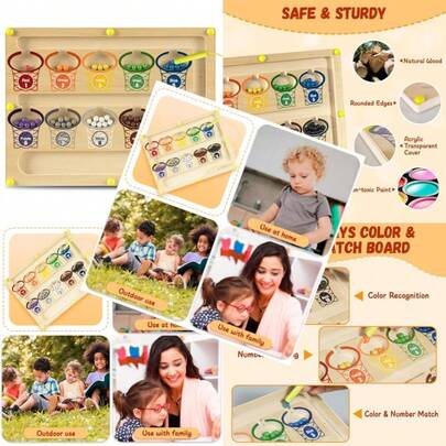 Laberinto Magnetico Juguete Educativo para Clasificar Colores y Conteo Juguetes Montessori de Madera Laberinto Magnetico de Color y Numeros para Niños y NiñasConveniente y duradero,Los favoritos de los niños