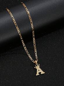 1pc Fashionable Minimalist Stainless Steel Gold Plated Cubic Zirconia Letter Pendant Necklace, Children's Jewelry Accessory, Birthday Gift, Party Jewelry - Gold - View 3