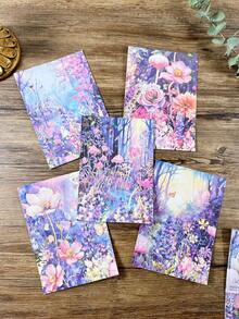 Paquete de 5 pegatinas con fondo floral de conchas vintage, pegatinas decorativas hechas a mano para manualidades, álbumes y scrapbooking - Multicolor - Ver 16
