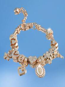 1pc Religious Virgin Mary Charm Bracelet, 1pc Religious Cross Bracelet, 1pc Fashion Sakura DIY Bracelet, 1pc Fashion Heart Lock & Key Bracelet