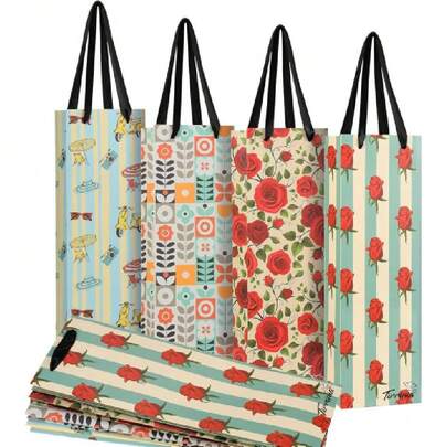 Wine Gift Bags-12pcs Bottle Gift Bags In 4 Designs, Gift Bags For Wine Bottles Gifts At Business Parties, Birthda, Father's Day, Mother's Day, Graduations, Holida, Christmas, Flower,35451300