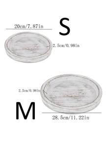 1 pezzo Portacandela in legno minimalista, base per candele aromaterapiche, vassoio in legno creativo, piatto decorativo in legno retrò, base portacandela rotonda, vassoio da scrivania in stile fattoria, adatto per decorazioni per vacanze, compleanni, feste e fotografia - Bianco - Visualizzare 9