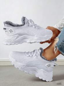 FZY 2026 Winter New Style Snow Boots, Leather-Lined Athletic Shoes - Soft And Warm Knitted Casual Walking Shoes, Lightweight And Slip-Resistant Outdoor Winter Shoes, Suitable For Women's Commuting And Office Wear, Also Essential Boots For Women's Easter Outfits, Comfortable And Versatile Women's Snow Boots For Winter Vacation And Travel, Easter Gift - Winter Women's Tennis Shoes - 白色 - 查看 6