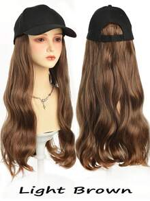 20 Inches Long Fluffy Wavy Curly Wigs With Hat Baseball Cap Seamless Connection Hair Extensions For Women Synthetic Natural Fake Hairpiece Adjustable Hat Wig - Multicolor - View 16