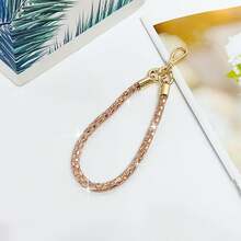 1pc Crystal Rhinestone Long Bar Double Buckle Wrist Strap Phone Lanyard, Luxury Rhinestone Chain Bracelet For Women - Multicolor - View 7