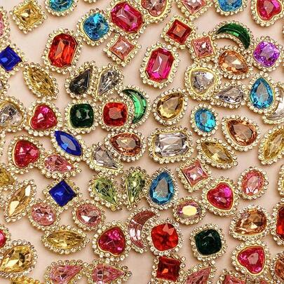 50颗多色手工水钻爪，适用于DIY装饰服装、鞋子、帽子、包包和其他配饰