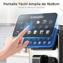 SANGKEE Máquina Espresso Superautomática para Café con Molino Integrado y Sistema de Autolimpieza 9 Bebidas En 1 Cafetera Espresso con Espumador de Leche Pantalla Táctil 15 Bar SAC1 - Tipo de Enchufe A USA (110-127V) - Ver 2
