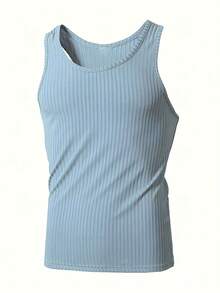 Men's Ribbed Knit Stretch Fitness Summer Tank Top - Form-Fitting, Breathable, Versatile Casual Sleeveless Top