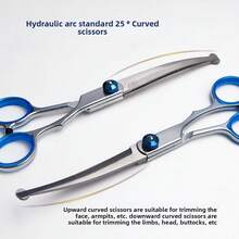 1把6.69英寸弯头宠物美容剪刀，圆头，适用于修剪犬猫面部和爪子毛发，左右手通用 - 彩色 - 查看 8