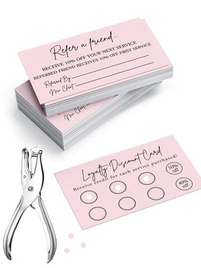 50张双面客户推荐及忠诚度奖励卡 – 适用于小型企业、咖啡馆、零售店和沙龙的通用激励卡（非常适合提高客户粘性和推荐率）