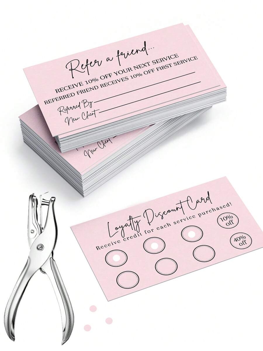 50张双面客户推荐及忠诚度奖励卡 – 适用于小型企业、咖啡馆、零售店和沙龙的通用激励卡（非常适合提高客户粘性和推荐率） - 彩色 - 查看 1