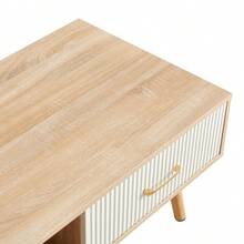 Rectangle Coffee Table / Modern Coffee Table For Living Room / With Solid Wood Legs / Sliding Drawer For Storage / Suitable For Bedrooms, Rooms, And Small Spaces - Natural Wood - View 10