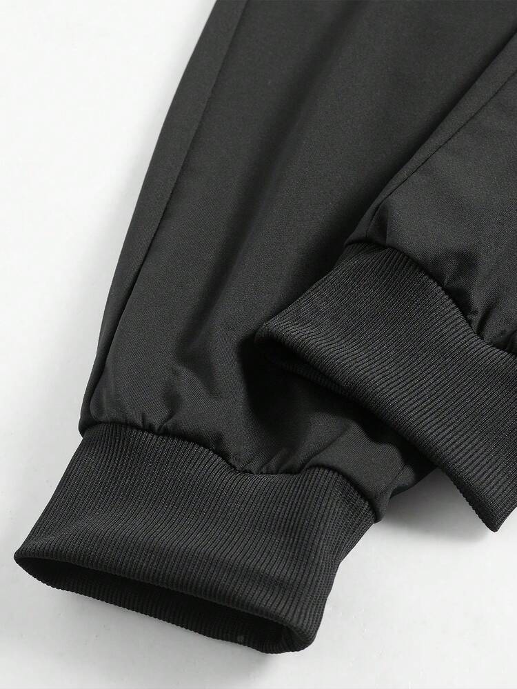 男士纯色简约百搭针织裤，适合运动休闲穿着，时尚舒适，是送给男友或丈夫的绝佳秋季礼物 - 黑色 - 查看 9