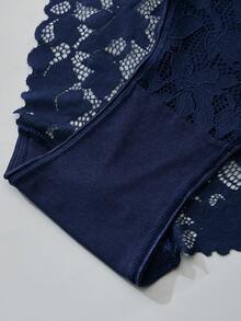 3pcs Plus Size Women's Sexy Panties, Autumn/Winter Printed Hollow Out Plus Size Exclusive Lingerie - Multicolor - View 8