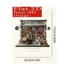 Décoration de bureau en acrylique rétro de magasin de disques vinyle, affichage charmant de boutique de musique vintage avec disques vinyle et platine, cadeau parfait pour le salon, la chambre, le bureau - Saint-Valentin, Fête des Mères, pendaison de crémaillère et Nouvel An, décoration de salle de musique - Multicolore - Voir 4