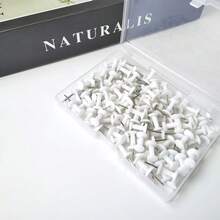 100pcs White Plastic Head Map Pins, Suitable For Bulletin Board, Wall Hanging And Office Use - White - View 5