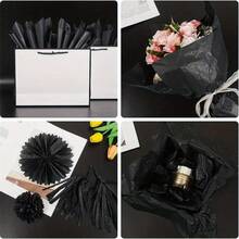 10/20/40张装黑色闪光箔纸 - 20英寸 x 14英寸光面包装纸，含闪光粉，优雅的工艺用品，适用于礼品袋、婚礼、生日、情人节、派对装饰和礼品包装 | 精致的箔纸设计 | 耐用