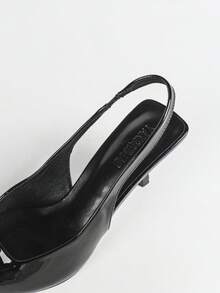 女士尖头高跟凉鞋，秋季新款，百搭精致，细高跟，包头，性感优雅，猫跟 - 靜夜黑色 - 查看 8