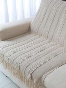 Dubai Knitted Footboard Blanket For Sofa, Bed, And Living Room Decoration - Beige - View 1