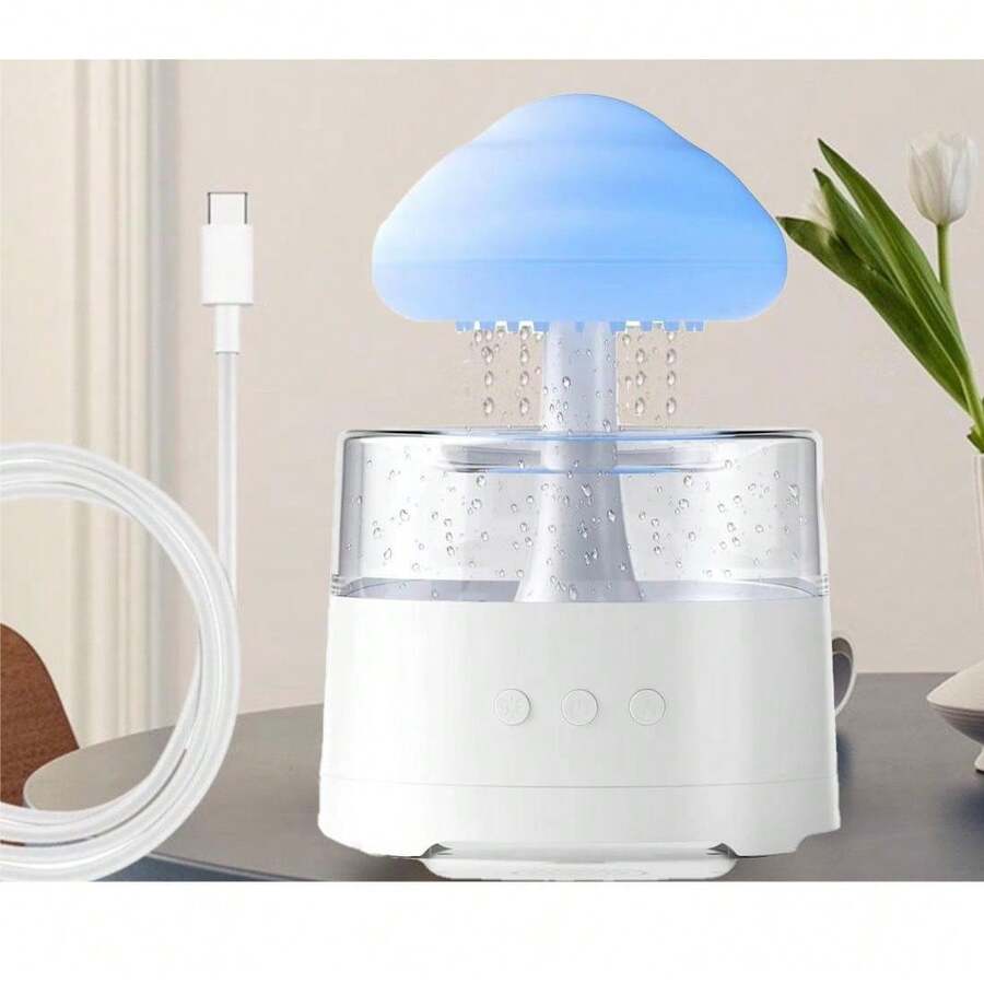 Rain Cloud Aroma Essential Oil Diffuser, Zen Master Diffuser, Rain Cloud Night Light, Mushroom Lamp Diffuser, Mini Humidifier, Desk Fountain, Bedside Sleep Relaxation, Water Drop Sound