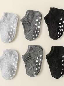 6 piezas/12 piezas Calcetines antideslizantes para bebé, aptos para todas las estaciones, calcetines para niños pequeños