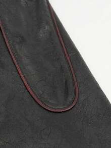 Devil fashion Gothic Style Long Sleeve Jacket With Textured Belt, Metal Buckle, Red Stitching Trim And Stand Collar - Black - View 7