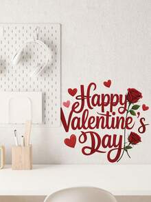 1pc Valentine's Day Wall Sticker, Rose Flower, Heart, Balloon, Creating A Romantic And Warm Holiday Atmosphere, Suitable For Couple's Room, Bedroom, Living Room, Study, Dining Room, Bathroom, Home Wall Decor, Room Decoration, Etc. - Multicolor - View 15