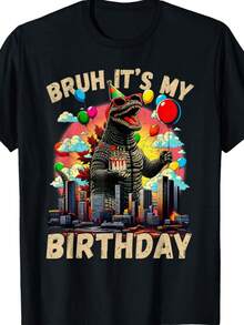 Kaiju Birthday Party Japan Monster Dinosuar It's My Birthday T-Shirt - 黑色 - 查看 1