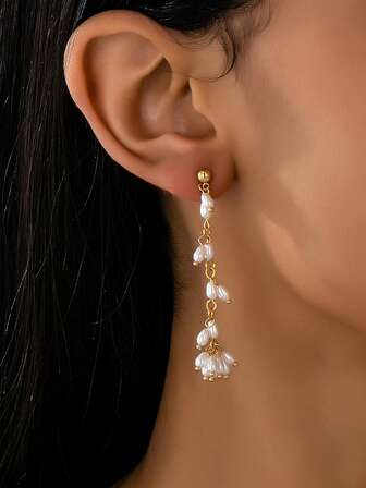 1 par de pendientes de borla vintage para mujeres, pendientes largos elegantes y lujosos hechos a mano, pendientes versátiles y personalizados adecuados para uso diario y fiestas