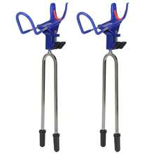 2个升级版蓝黑鱼竿支架 - 耐用尼龙和不锈钢材质，防滑硅胶，伸缩式设计，抓握牢固 - 适用于湖泊、河流和沿海垂钓，加厚尼龙材质，落地式鱼竿支架，伸缩底座，钓鱼装备，垂钓场景 - 彩色 - 查看 9