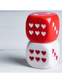 2pcs Large 2.5cm/0.98in Heart Shaped Dice, Perfect Game Prop, Valentine's Day Gift - Multicolor - View 10