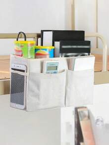Multi-Functional Fabric Wall-Mounted Storage Rack - Fashionable Linen Dorm Storage Bag With Multiple Pockets For Bedside Cabinet, Cabinet And Student Essentials, Space-Saving Tidy Solution, Pencil Case, Student Bedside Storage Bag, Room Decor, Home Decor, Bedroom Decor, School Supplies, Campus Decor, Storage Organizer Bag - Multicolor - View 9
