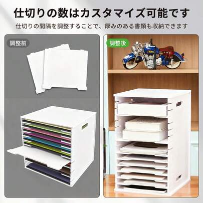 COBIVI A4 レターケース 超浅型 書類収納 封筒/ハガキ整理 デスク上 浅型 クリア素材 ホワイトフレーム 引き出し式 オフィス 書斎 家庭用