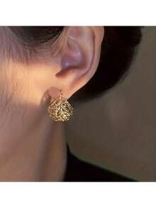 Creative Hollowed Out Basket Drop Earrings Women's Fashion Jewelry - 金色 - 查看 5