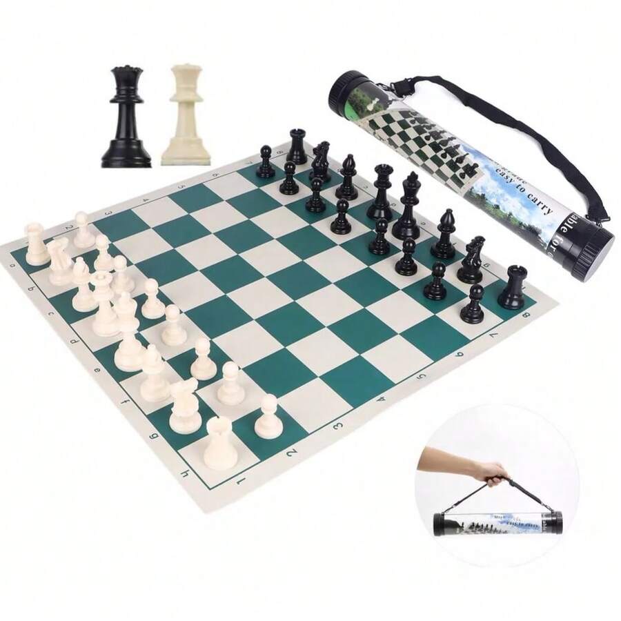 Ajedrez Profesional De 50cm Plegable Portátil Carga Barriles portátil Ajedrez - A - Ver 1