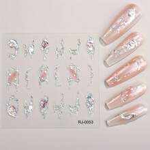1 Sheet 5D Relief Nail Sticker, Modern Luxury Style, Same Style But Different Colors, Metal Silvery Craftsmanship, Colored Gemstones, DIY Self-Adhesive Sticker For Nail Decoration, Suitable For Women And In Nail Art Decoration, Nail Embellishment - Nhiều màu - Xem 16