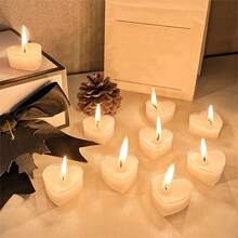 9 piezas de velas de té sin perfume con forma de corazón, cada una con una duración de 3 horas, suministros para bodas, decoración interior, velas creativas con forma de corazón, para cumpleaños, propuestas, amor, Navidad, Halloween